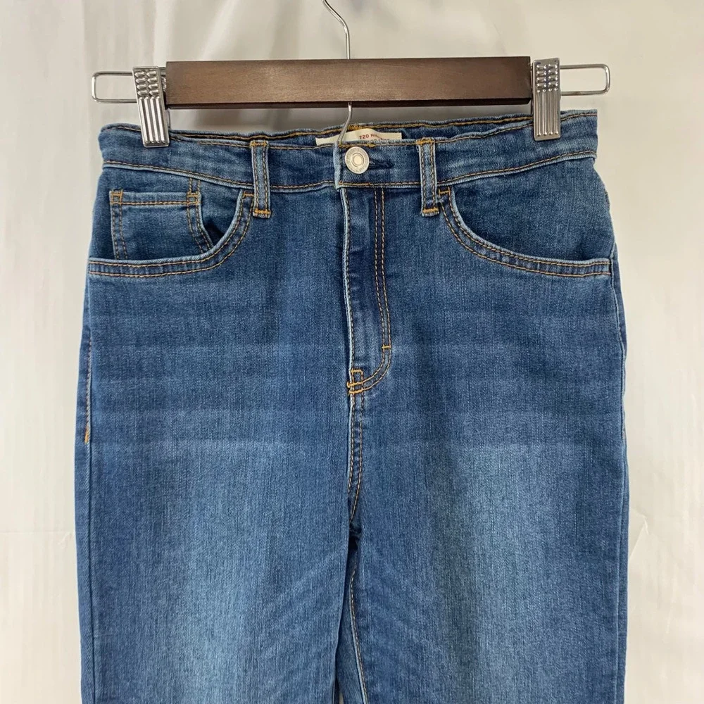 Levi's 720 High Rise Super Skinny Jeans Girls 14 Blue Dark Wash Adjustable Waist